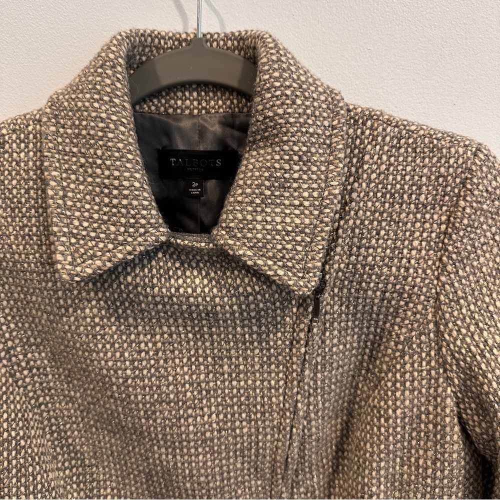 Talbots Gray Tweed Women's Full Zip Blazer - Picture 3 of 14